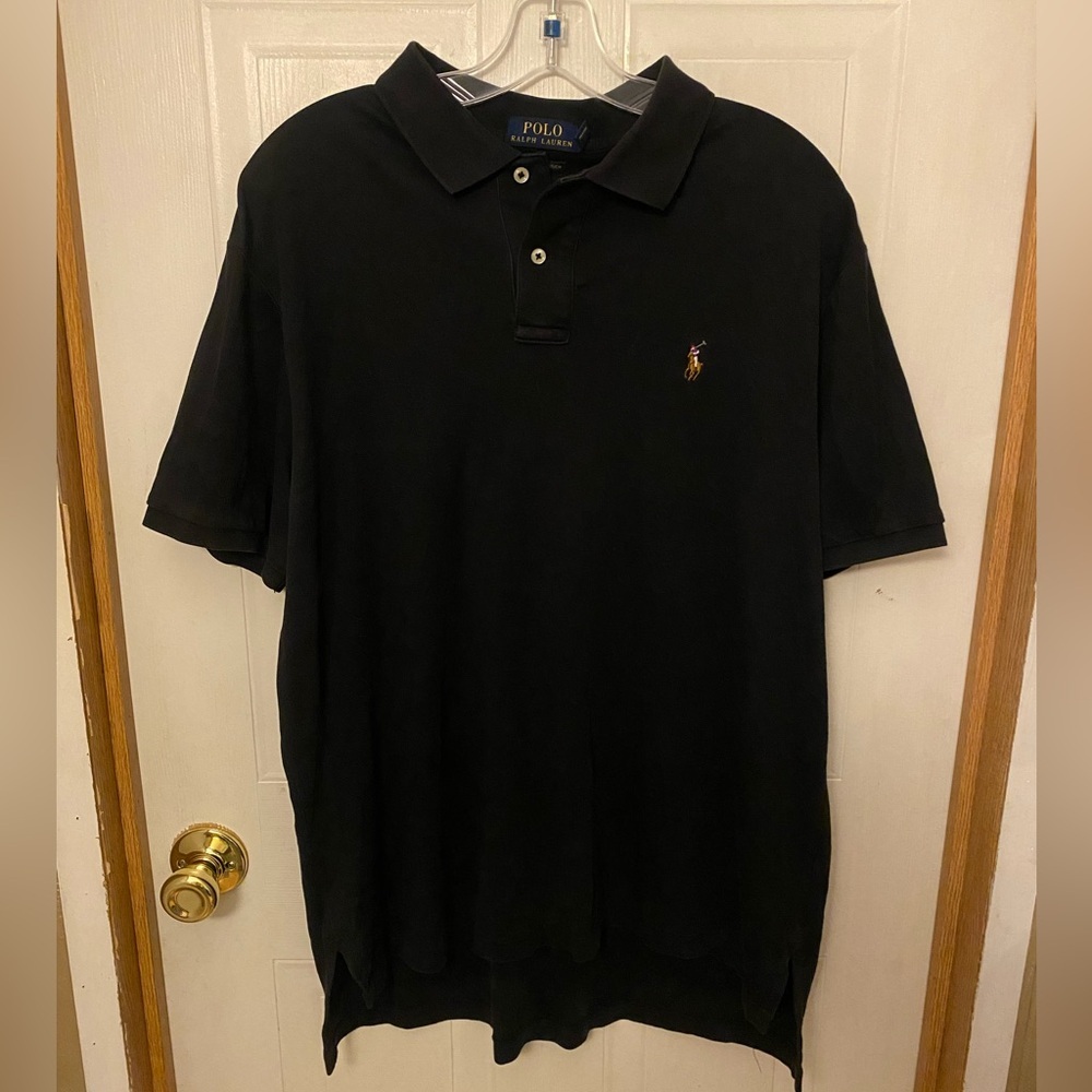Polo Ralph Lauren Men’s Black Polo with Embroidered Flesh Pony